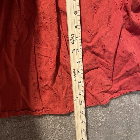 Universal Thread Blouse Womens Large Puff Sleeve Embroidered Burnt Orange Red - Picture 9 of 9